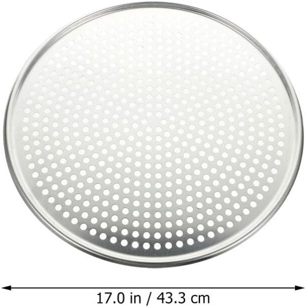 Hemoton 16.6 Inch Stainless Steel Perforated Pizza Pan Punched Baking Tray Round Mesh Crisper for Oven Baking and Crisping