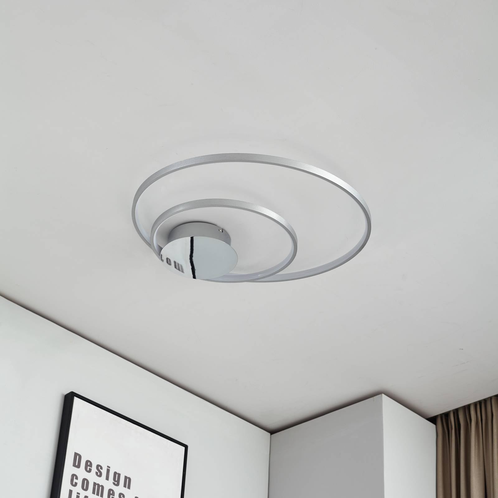 Lindby LED Deckenlampe modern, dimmbar Deckenleuchte Metall chrom 30W Leuchtmittel warmweiß (3.000K) Deckenbeleuchtung