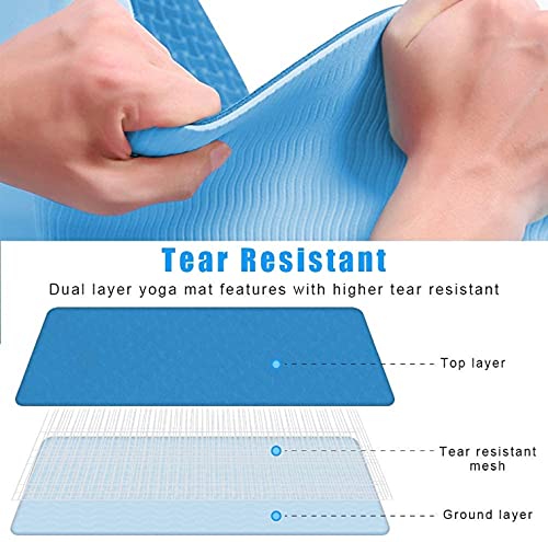 Image of Bodylastics Yoga Mat for Men and Women with Carry Bag TPE 6ft x 2ft x 6mm Large Size Anti Slip & Anti Tear Workout Mat