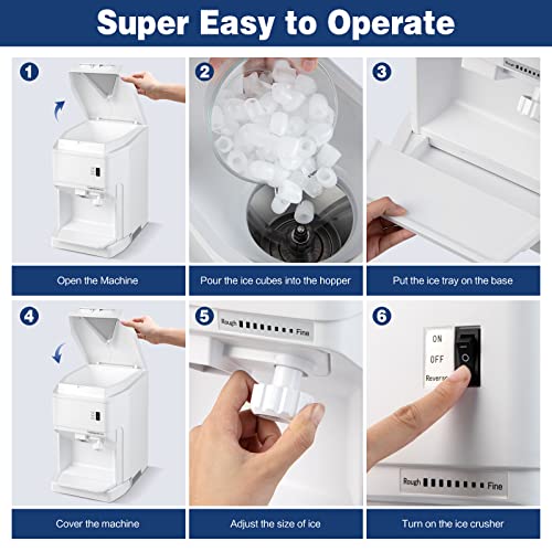 Petsite Electric Ice Crusher Shaver, 460W Adjustable Shaved Ice Maker Machine, 265Lbs/H, Snow Cone Maker For Home And Commercial Use, White #TOP5