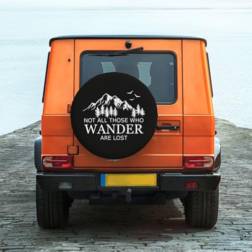 Image of Spare Tire Cover with Not All Those Who Wander are Lost Pattern Wheel Protectors Weatherproof Wheel Covers Universal Fit for SUV Truck Rv Travel Camper Trailers Accessories 16inch