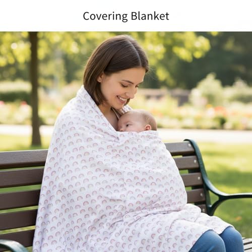 Image of Ramede 6 Set Baby Swaddle Blanket and Hat, 100% Cotton Newborn Receiving Blanket Wrap with Headband, 31.5 inch Soft, Breathable for Girl Boy Nursery Sleep Cradle Sheet Breastfeed Cover(Rainbow,Cute Color)