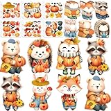 Treasure Cove Fall Craft Kits for Kids Make Your Own Fall Animal Stickers DIY Autumn Ornaments Autumn Animals Craft Sticker for Kids Boys Girls Thanksgiving Harvest Party Home Classroom Supplies 24PCS