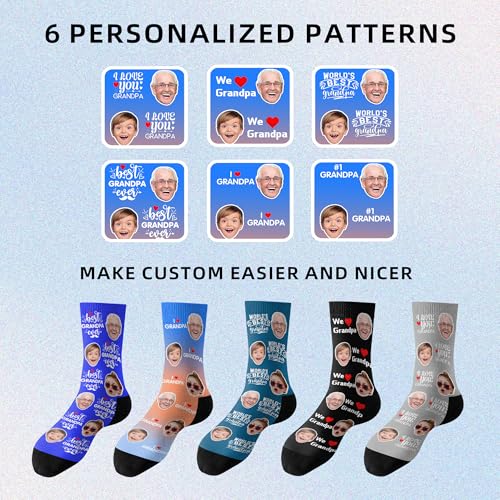 Custom Socks with FACE PHOTOS TEXT Made in USA, Personalized Funny Gifts for Birthday Christmas Wedding