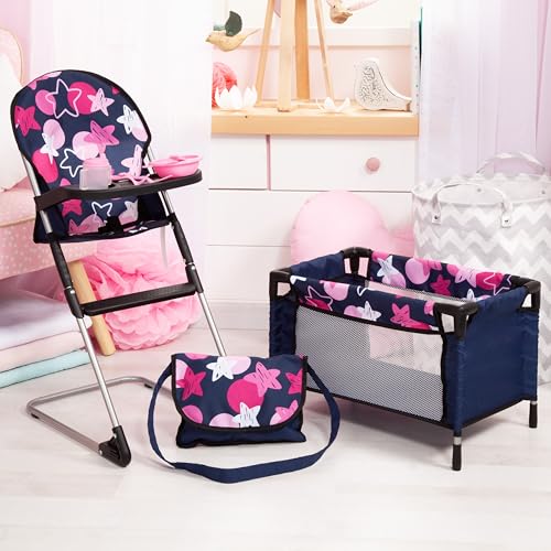 Bayer Real Life Baby Doll Accessories - 9-in-1 Furniture Set with Highchair, Travel Bed, Dining Set by Bayer - Image 7