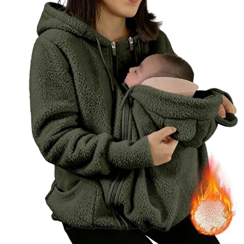 RODYETQQ Maternity Coat Winter Mom Cozy Thicken Coats Fleece Zip Jacket - image 2