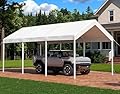 Aoxun 10x20 FT Carport Heavy Duty Car Canopy with Tarp & Wind Resistance Portable Garage Car Tent Outdoor Car Port with Tear Resistant Canopy, No Sidewall - Milky White