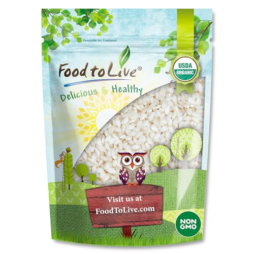 Food to Live Organic Carnaroli Rice, 1.5 Pounds – Premium Italian Risotto Rice, Ideal for Creamy Risottos and Gourmet Cooking, Non-GMO, Vegan, Kosher, Bulk