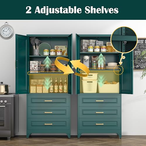 Image of SteeLoong 75 inch Metal Storage Cabinet with Doors and 2 Adjustable Shelves