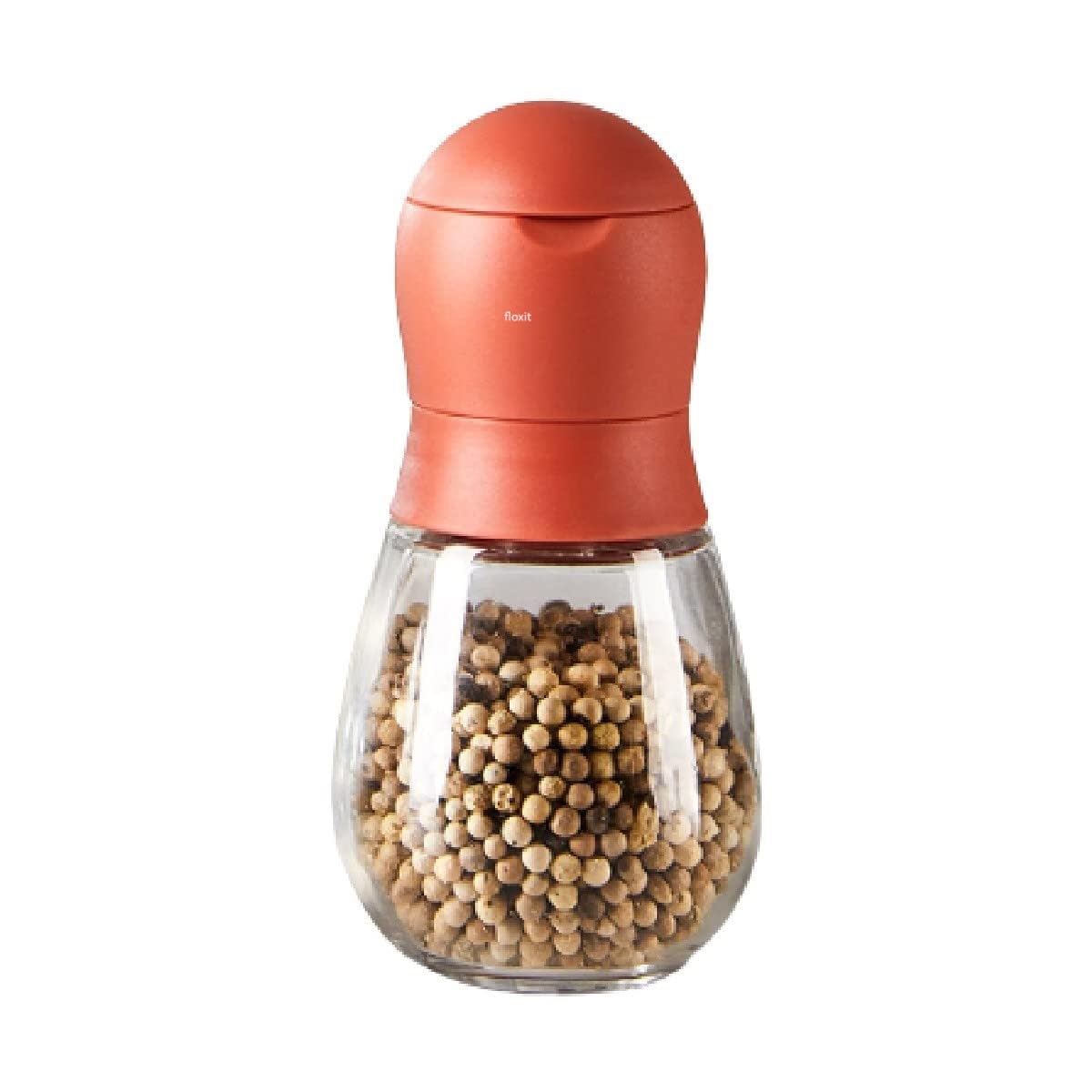 FLOXIT Salt and Pepper Grinder Refillable Pepper Mill Adjustable Coarseness Glass,Spice Grinders for BBQ Kitchen Restaurant Pepper GrinderTraditional (1 PCS Red Pepper Grinder)-image-3