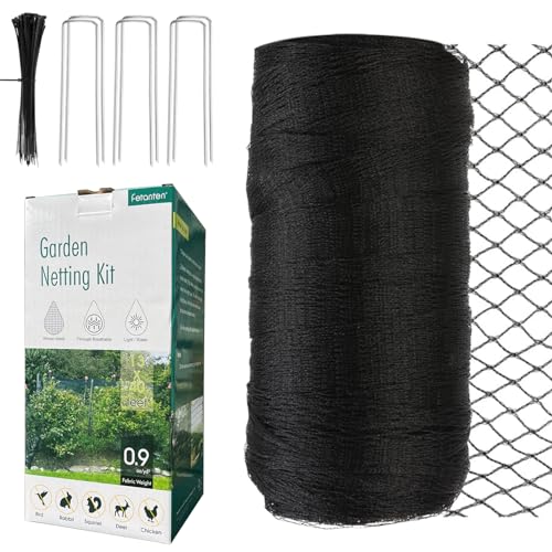 Bird Netting for Garden, Fetanten 13 x 40 FT Netting for Garden Protection Vegetables Fruit Trees Blueberry from Birds Deer Poultry, Heavy Duty Woven Mesh Net Animal Fencing with Ties and Staples