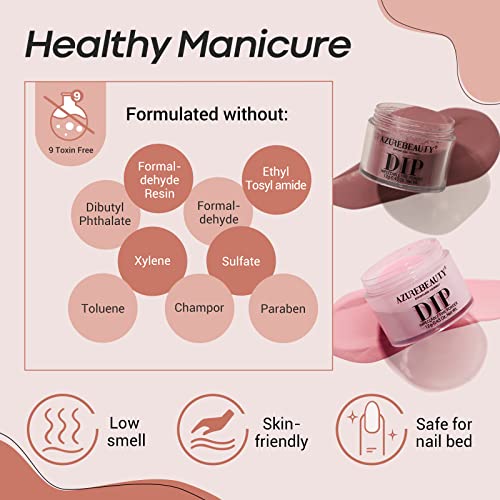 18Pcs Dip Powder Nail Kit Starter Pro- Azurebeauty 8 Colors Nude Brown Skin Tones Pink Neutral Dipping Powder System, Recycling Tray With Base & Top Coat Activator For French Nail Art Manicure Mothers Day Gift #TOP6