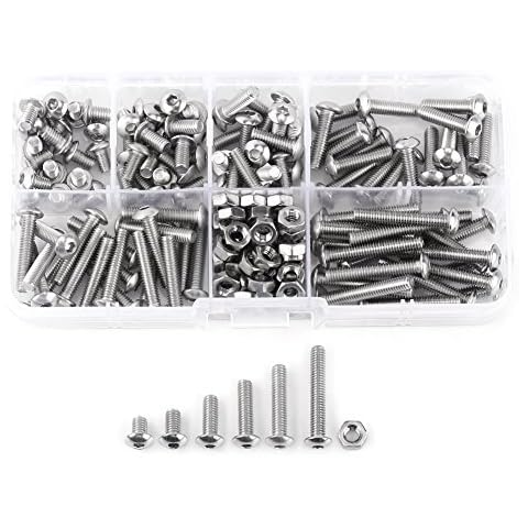 170 Teilig M4 Linsenkopfschrauben Edelstahl SS304 Sechskantschlüssel Kopfschrauben Schrauben Muttern Sortiment Kit Cover