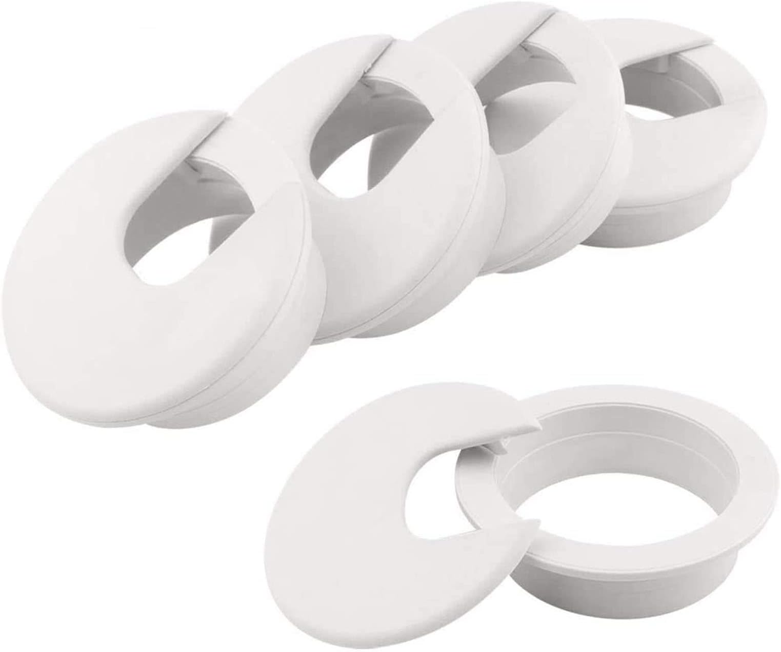 Desk Grommet 2 Inch, Plastic Wire Organizers, Computer Cable Hole Cover Plug Cap Insert (White, 5)