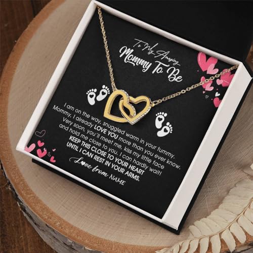 Yametee Personalized To My Mommy Necklace Heart Feet Baby First Time for Pregnant Mom Happy 1st Mothers Day Customized Gift Box and Message Card2