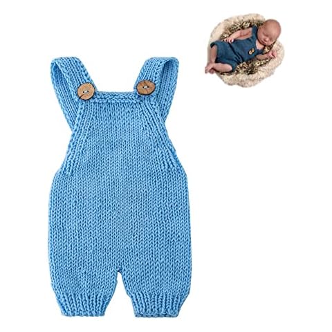 Vemonllas Unisex Newborn Baby Girl Boy Outfits Photography Props Handmade Knit Photo Props Outfits, Sky Blue, Medium Cover