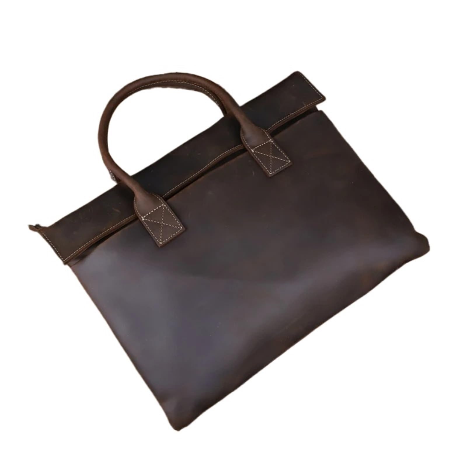 Retro Men's Briefcase Leather Handbag Business Tablet Bag Slim Clutch For 16-Inch Laptop