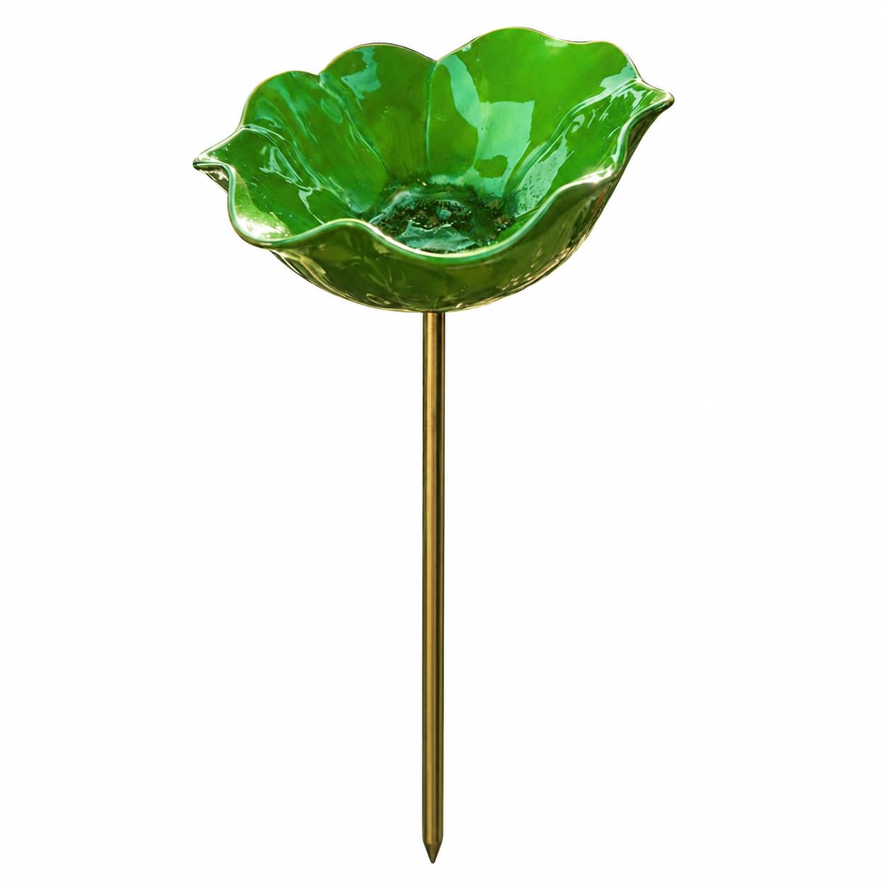 Poppy Bird Bath for Garden, Flower Bird Feeder (Green) โ image 1