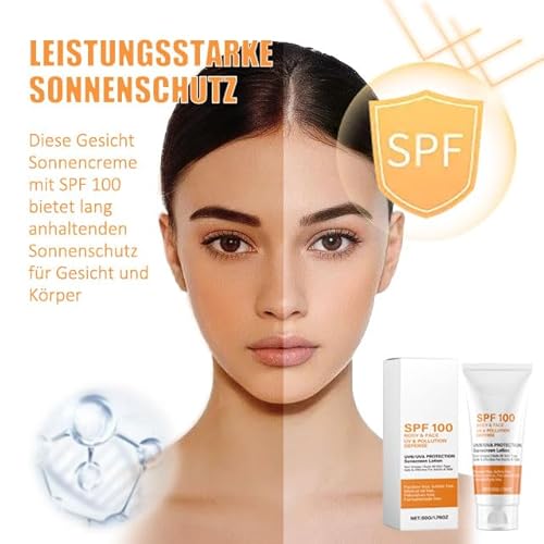 Altherona Sonnencreme Gesicht SPF100, Sunscreen für Gesicht & Körper, Anti-Aging Sonnenschutz Gesicht, Sonnenschutz Lotion, Sunscreen LSF 100 mit UVA/UVB-Schutz, Sun Cream, Nicht fettend
