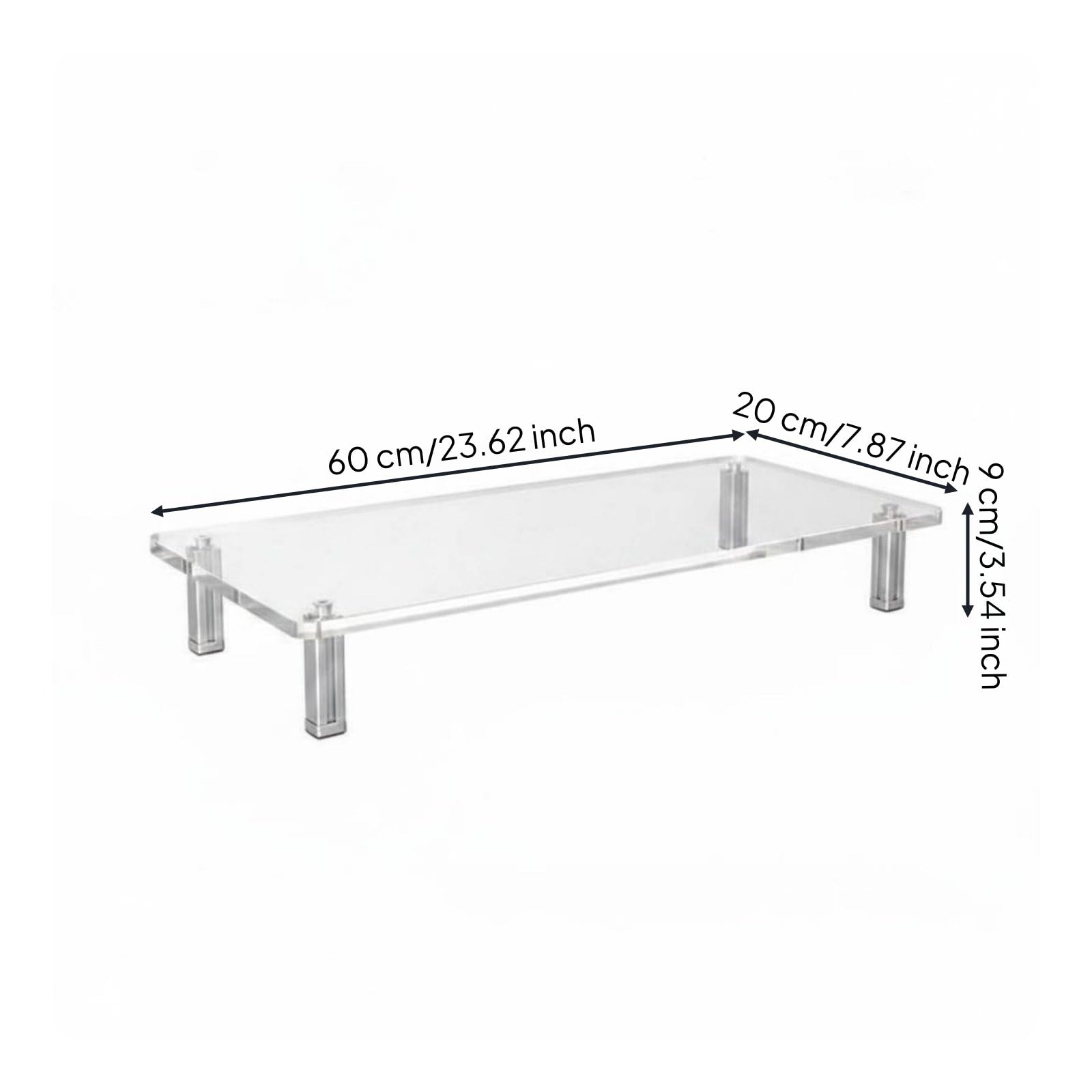 Supporto Acrilico Rialzo Schermo Computer Base Supporto Scrivania Piattaforma Elevatrice Solleva lo Schermo per Postura Corretta E Spazio Sotto per , 60 X 20 Cm