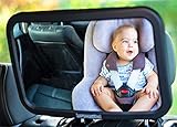 HerzensKind Autospiegel für Babys -25% größer- Rücksitzspiegel 30cmx19cm mit mattem Soft-Touch Finish, keine Einzelteile, Baby Autospiegel matt schwarz, Spiegel für Auto mit Baby im Kindersitz