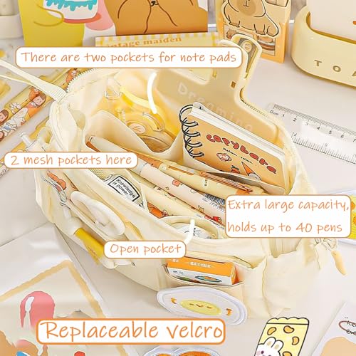 Image of KEYDUACU High Capacity Pencil Case - Large Portable Pen Bag Organizer with Easy Grip Handle & Loop, Includes Funny & Cute Journaling Supplies(Magic kitchen)