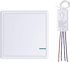 Thinkbee Wireless Lights Switch Kit, No WiFi Wiring Needed Light Switch with Easy-to-Install Receiver, Outdoor 1700ft Indoor 330ft IP66 Waterproof Remote Control Wall Switch Panel for Led Lamps 1000W