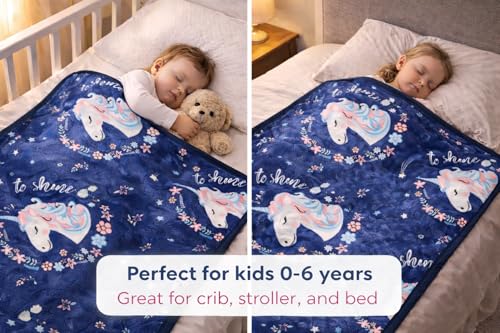 Image of Florida All Season AC Baby Blanket Swaddler Wrapper Flannel Soft and Comfortable for 0-5 Years Babies with Adorable Prints and Designs (Blue Unicorn)