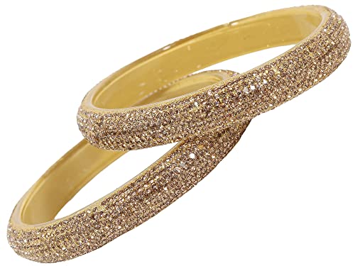 Image of NMII Glass with Zircon Gemstone and Glitter Kada Set For Women and Girls