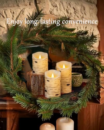 Comenzar Flameless Candles Birch Bark Candle LED Candles Home Decor H: 456" x D: 3.25" Electric Candle Faux Candles with Remote Timer Pack 3 - Image 6