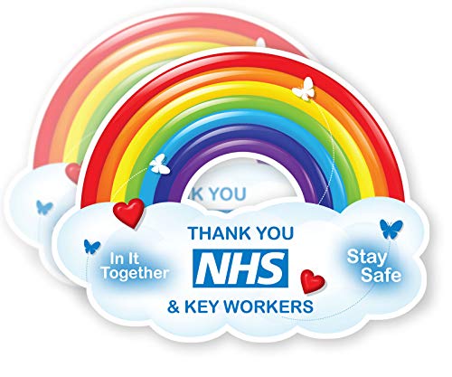 SIGNS247 Thank You NHS Rainbow Sticker | Shop & Home Window Car PVC sticker (1 Pair)