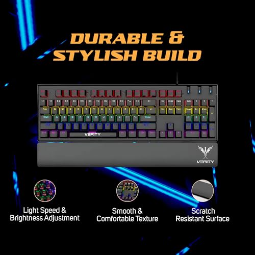 Image of VERITY Eclipse RGB Mechanical Gaming Keyboard Black | Ergonomic Layout | Fast & Responsive Mechanical Switches | Dynamic RGB Backlit Keys | Ideal for Gamers, Office Work & Daily Use