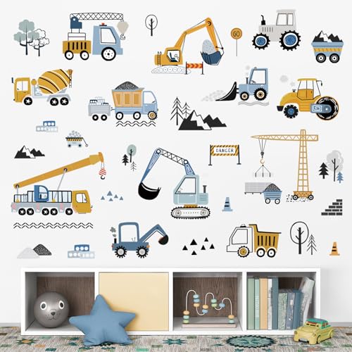 decalmile Construction Vehicles Wall Stickers...