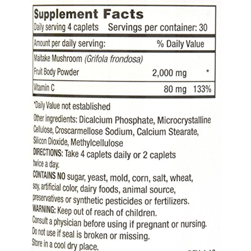 Mushroom Wisdom Grifron Maitake - 120 Vegetable Caplets, Health Supplements, Natural Supplements Gluten Free Dairy Free Yeast Free Wheat Free #TOP1