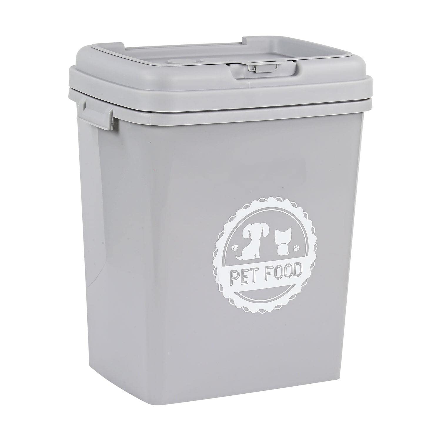 YORKSHIRE HOMEWARE 40L/15KG Pet Food Storage Box | Plastic Container with Integrated Scoop & Flip Top Locking System | Birds Pet Dog Cat Animal Dry Feed Bin Grey