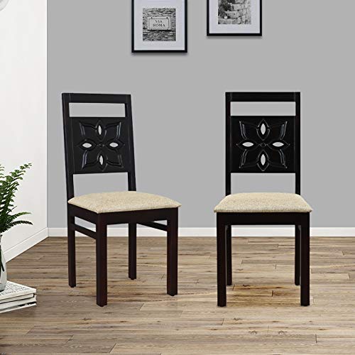 Image of HomeTown Flora Solid Wood Dining Chair Set of Two in Walnut Color