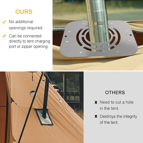 AYAMAYA Clip-On Stove Jack with 2.8" Chimney Hole for Canvas Bell Yurt Tent - Image 2