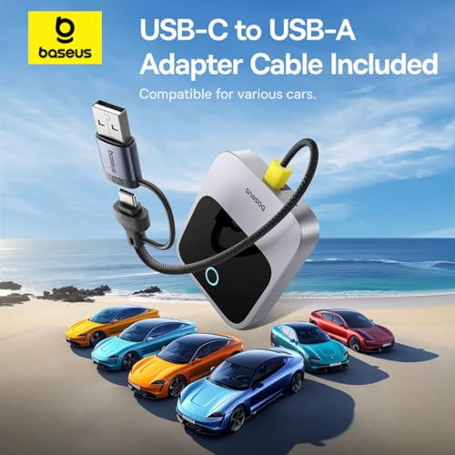 Image of Baseus Safe Journey Wireless CarPlay Adapter for iPhone (iOS 10-18), Plug & Play CarPlay Dongle with USB-C /USB-A, Compatible with 800+ Car Models (2016+), Fast Auto Connect & Stable Signal, Grey