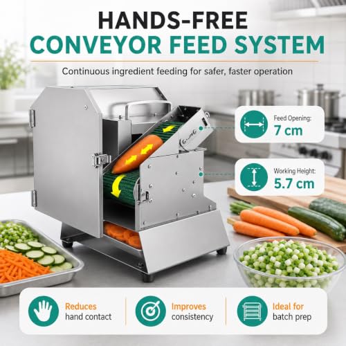 Cortadora de alimentos de acero inoxidable comercial con motor de 200W 5