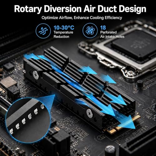 Image of M.2 2280 SSD Heatsink,Heat Sink for Cooler, Double-Sided Cooling with Nano Thermal Pad for PC, PS5, PCIe NVMe & SATA M.2 SSDs, Prevents Overheating & Performance Throttling