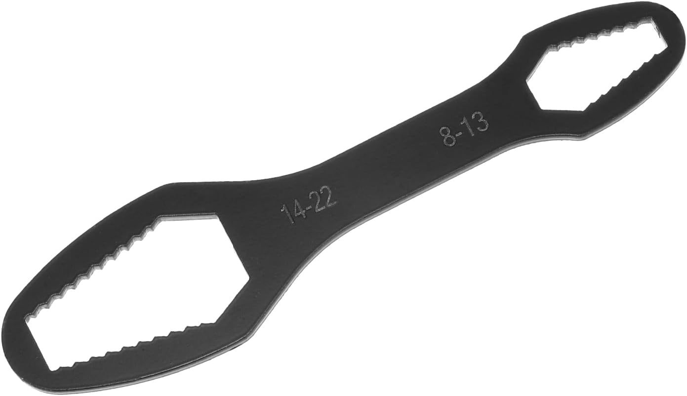 HARFINGTON 8-22mm Double-ended Multifunctional Universal Torx Wrench 0.14" Thickness 6.3" Length Electrophoresis Self-Tightening Adjustable Ratchet Wrenches, Black