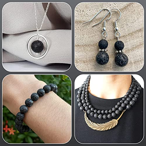 Image of 51pcs Natural Beads Round Black Lava Gemstone Beads Loose Beads 8 MM || Remove's Negativity || Feng Shui || Reiki ||Gemstone || लावा