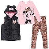 Disney Minnie Mouse - Chaleco con cierre para niñas pequeñas, Negro -