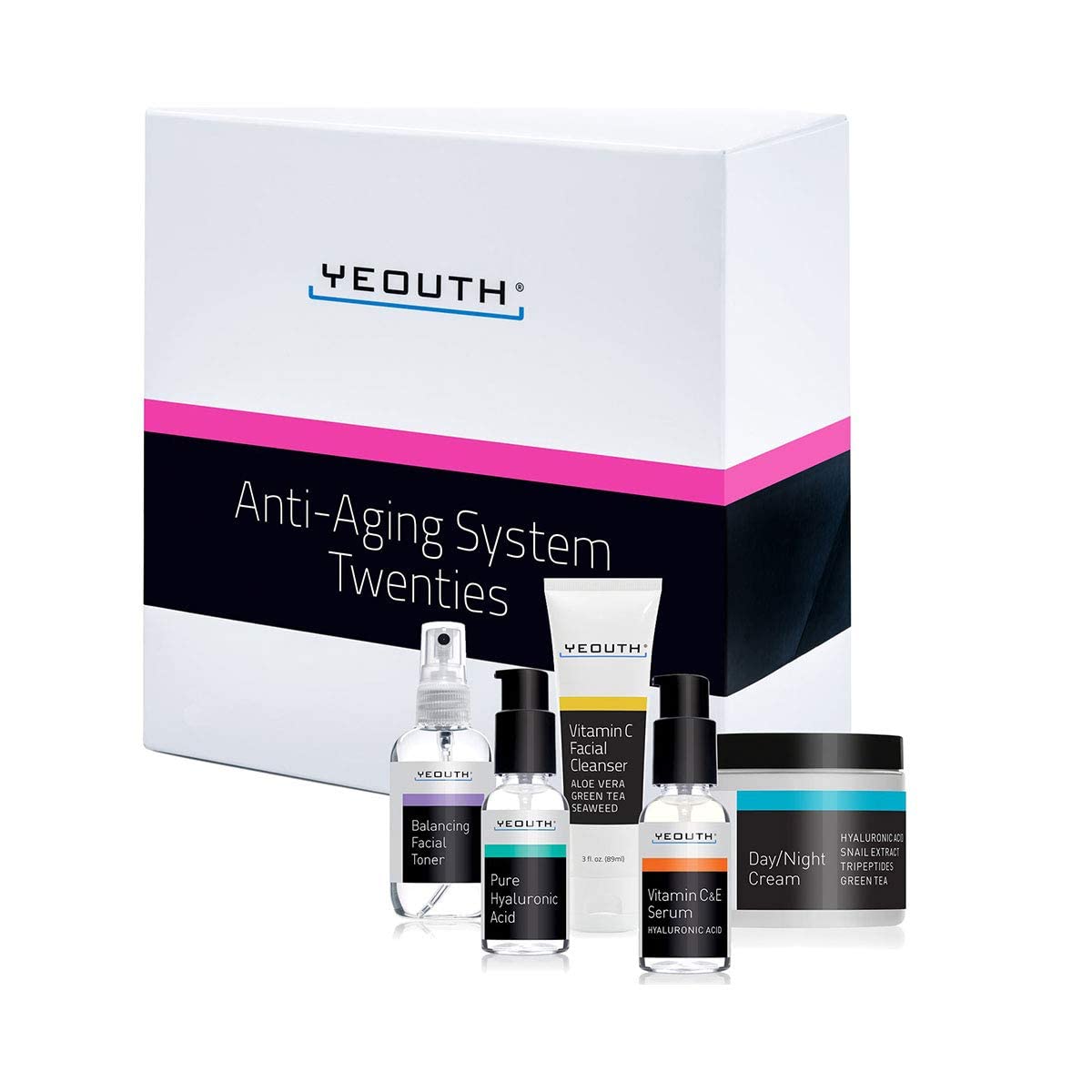 YEOUTH スキンケアセット の保湿 スキンケア セット, フェイスウォッシュ、化粧水 保湿ビタミンC 美容液、ヒアルロン酸 美容液、フェイスローション、レディース メンズスキンケアギフト。コスメセット