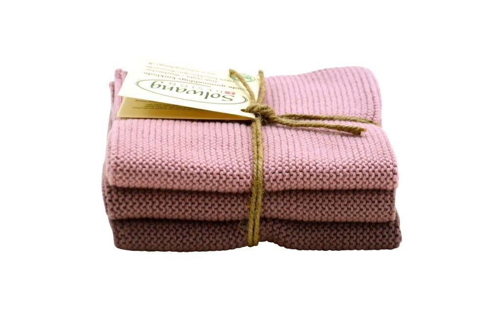 solwang wischtücher staubig Rose Kombi, Lot de 3, tricoté wischla PPen Manique Coton Nettoyage en acier inoxydable