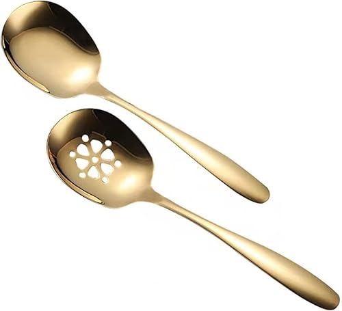 Cucharas de servir, cuchara ranurada de acero inoxidable 304 para bufé, fiesta, restaurante, banquete, cuchara grande de metal, utensilios de