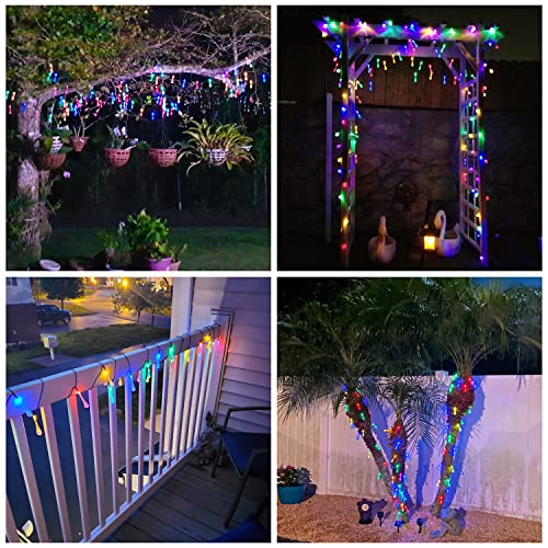 JMEXSUSS 2 Pack Solar String Lights Outdoor Waterproof, Total 41.6FT 60 LED Teardrop Water Drop Solar Light, Multi Colored Christmas Lights for Garden Patio Yard Tree Party Christmas Decorations
