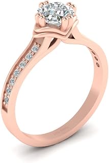 Cushion and Round 0.85TCW Simulated Diamond Engagement Ring Rose Gold Finish 925 Sterling Silver