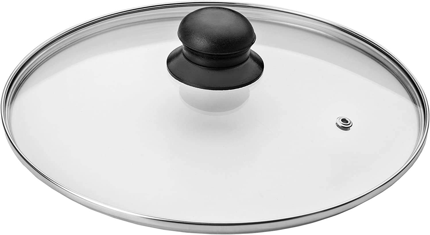 DIL Stainless Steel Vented Silver & Black Glass Saucepan Cover Lid Pot