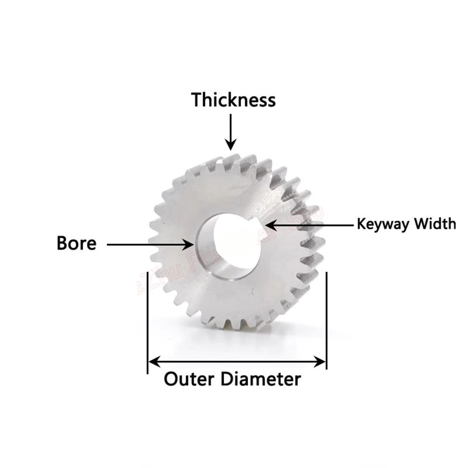 1 engrenage droit en acier inoxydable 304, 42 à 68 dents, 1 module, 42, 44, 45, 48, 50, 52, 54, 55, 56, 58, 60, 62, 64, 65, 66, 68(66 Teeth)